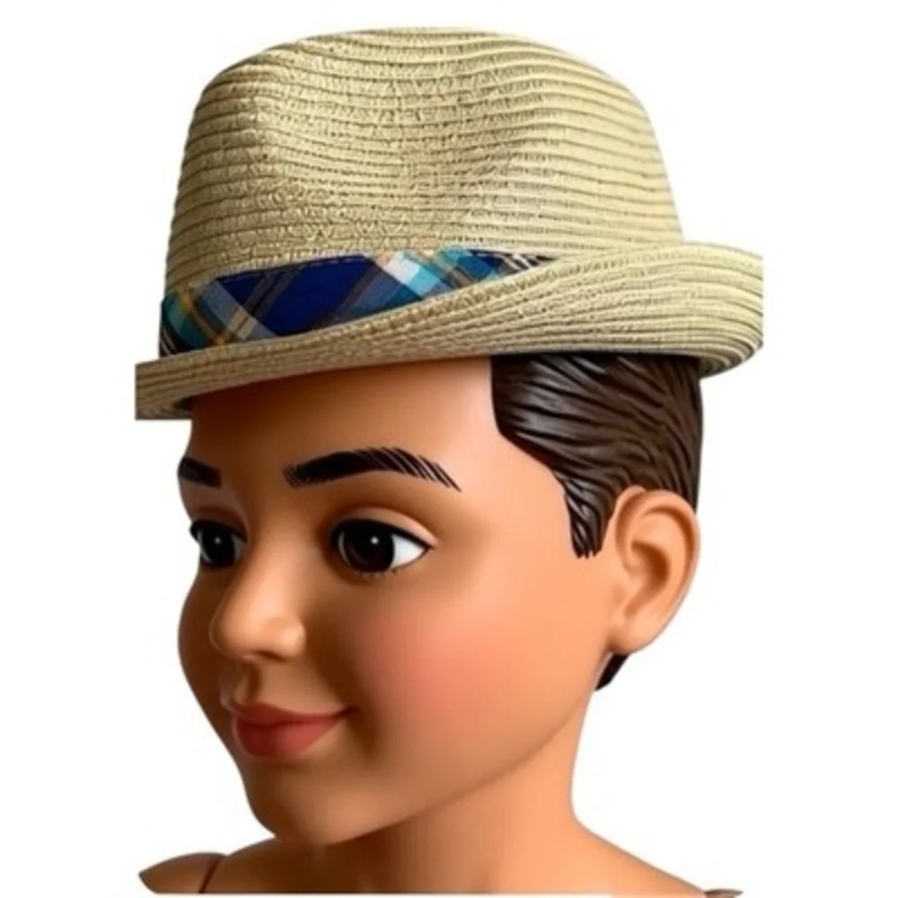 Old Navy Baby Boy Fedora Straw Hat 0-3 Months Tan Trilby Short Brim Summer NWT